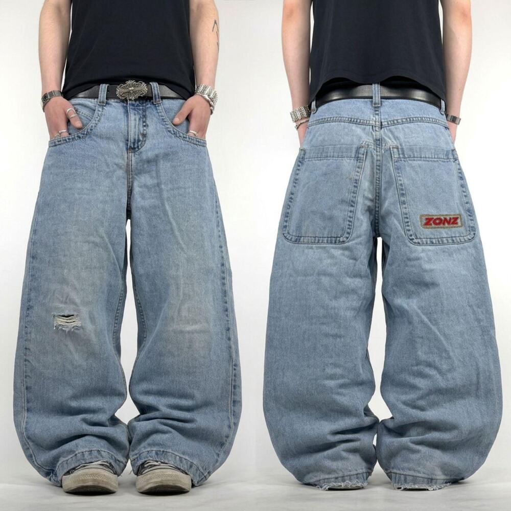 Vintage y2k grunge archive skater baggy faded stonewash jeans